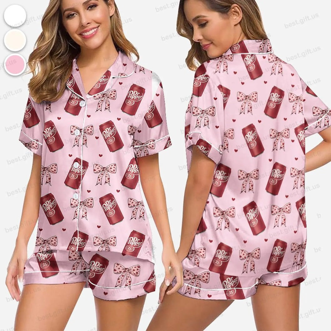 Dr Pepper Satin Pajama Set for Women