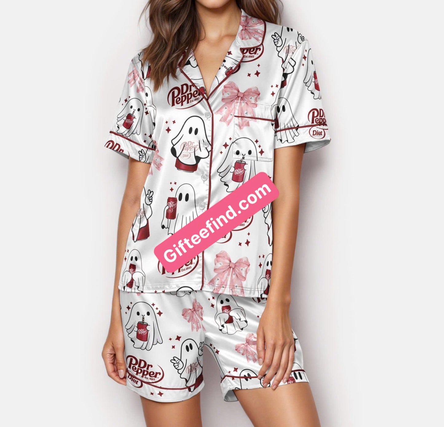 Dr Pepper Spooky Satin Pajamas for Women