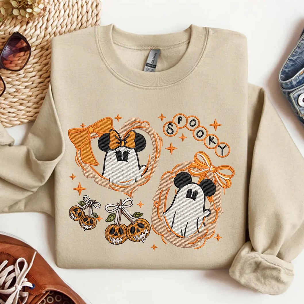 Spooky Mickey Ghost Pumpkin embroidered sweatshirt