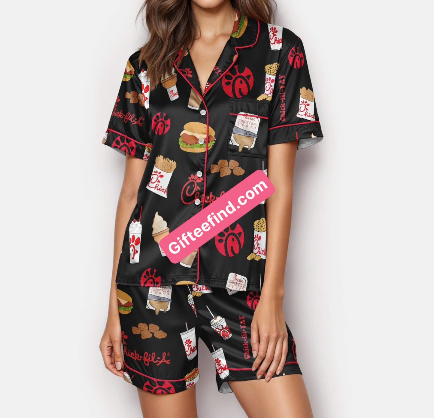 Chick-fil-A Silk Pajamas Set Fast Food Lover Gift