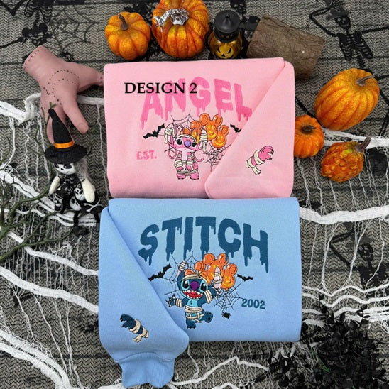 Stitch and Angel Embroidered Sweatshirt