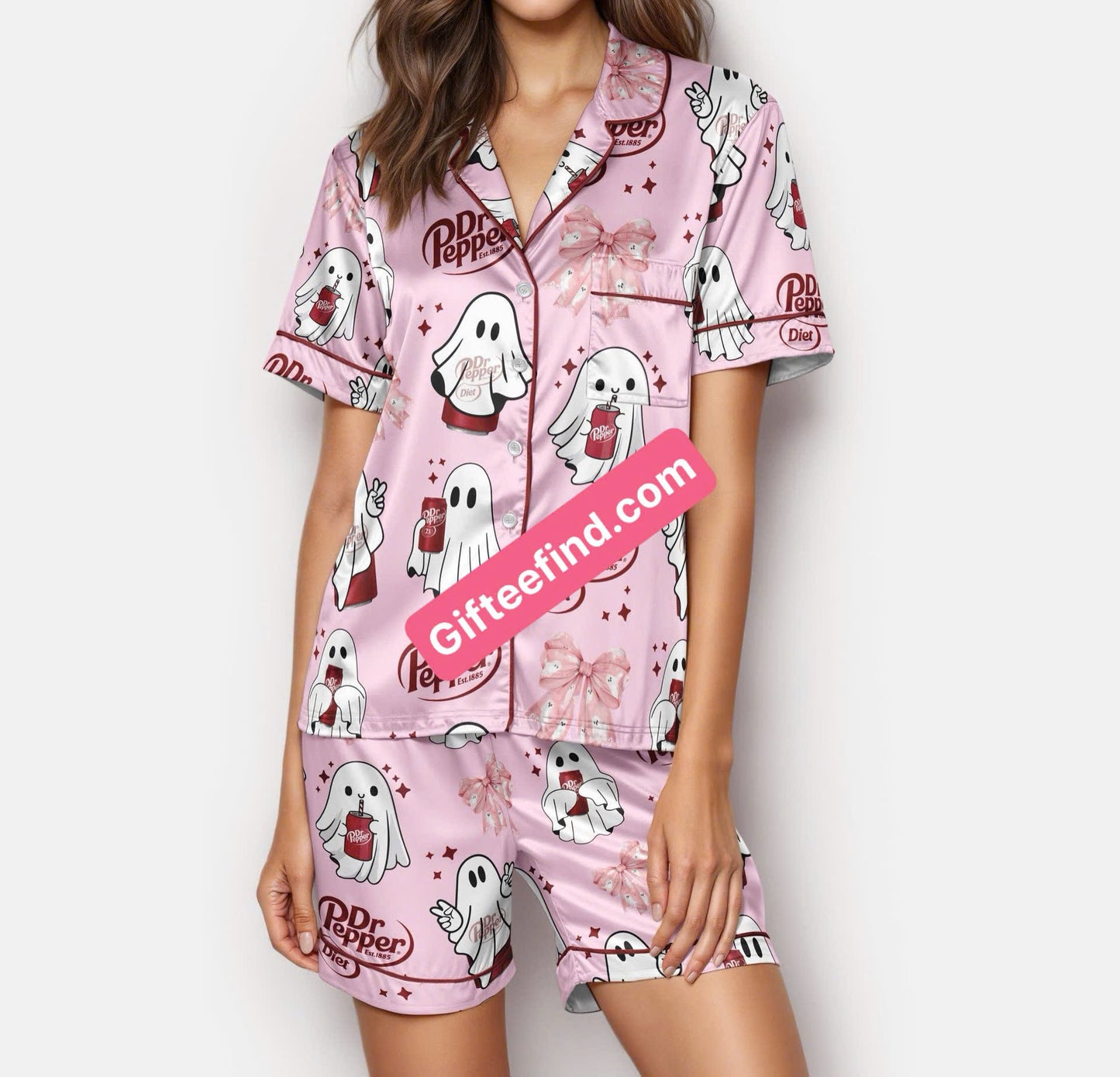 Dr Pepper Spooky Satin Pajamas for Women