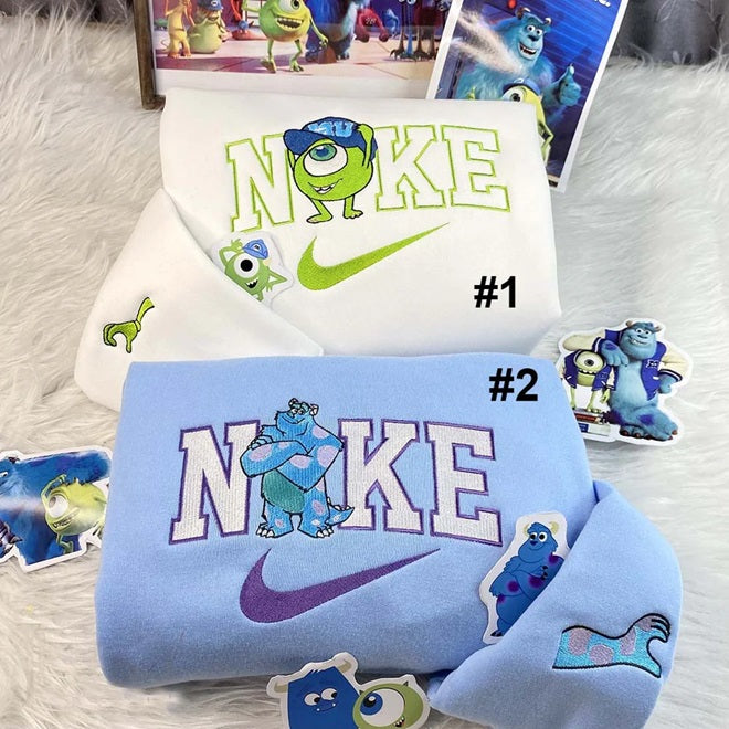 Mike Wazowski & James Sullivan Monsters Inc Disney Embroidered Sweatshirt