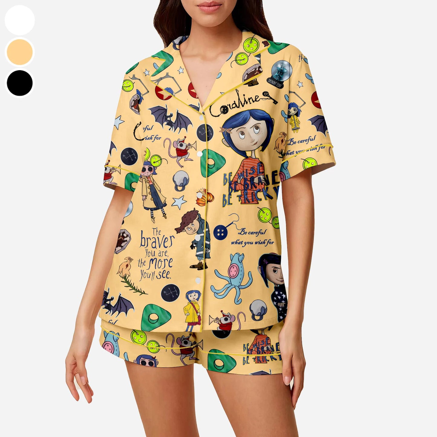 Coraline Stamp Halloween Pajamas Set