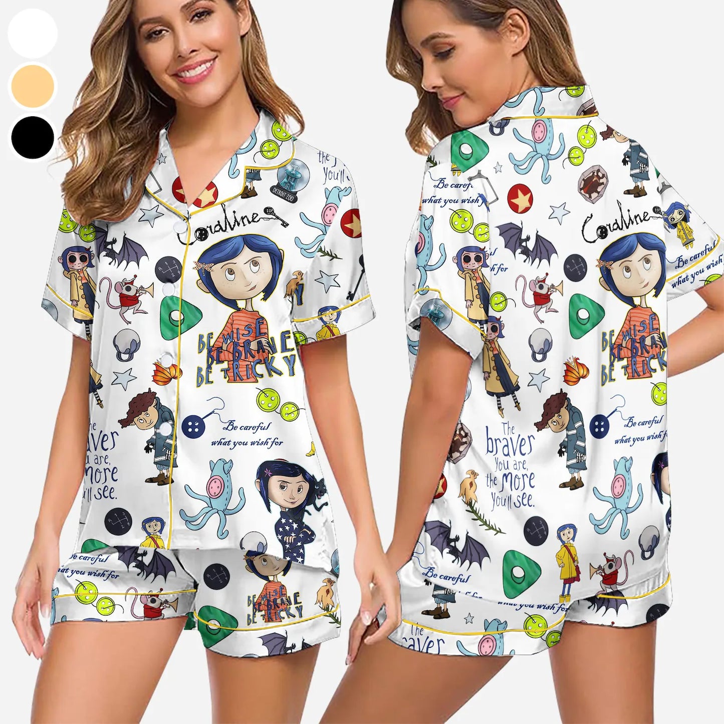Coraline Stamp Halloween Pajamas Set