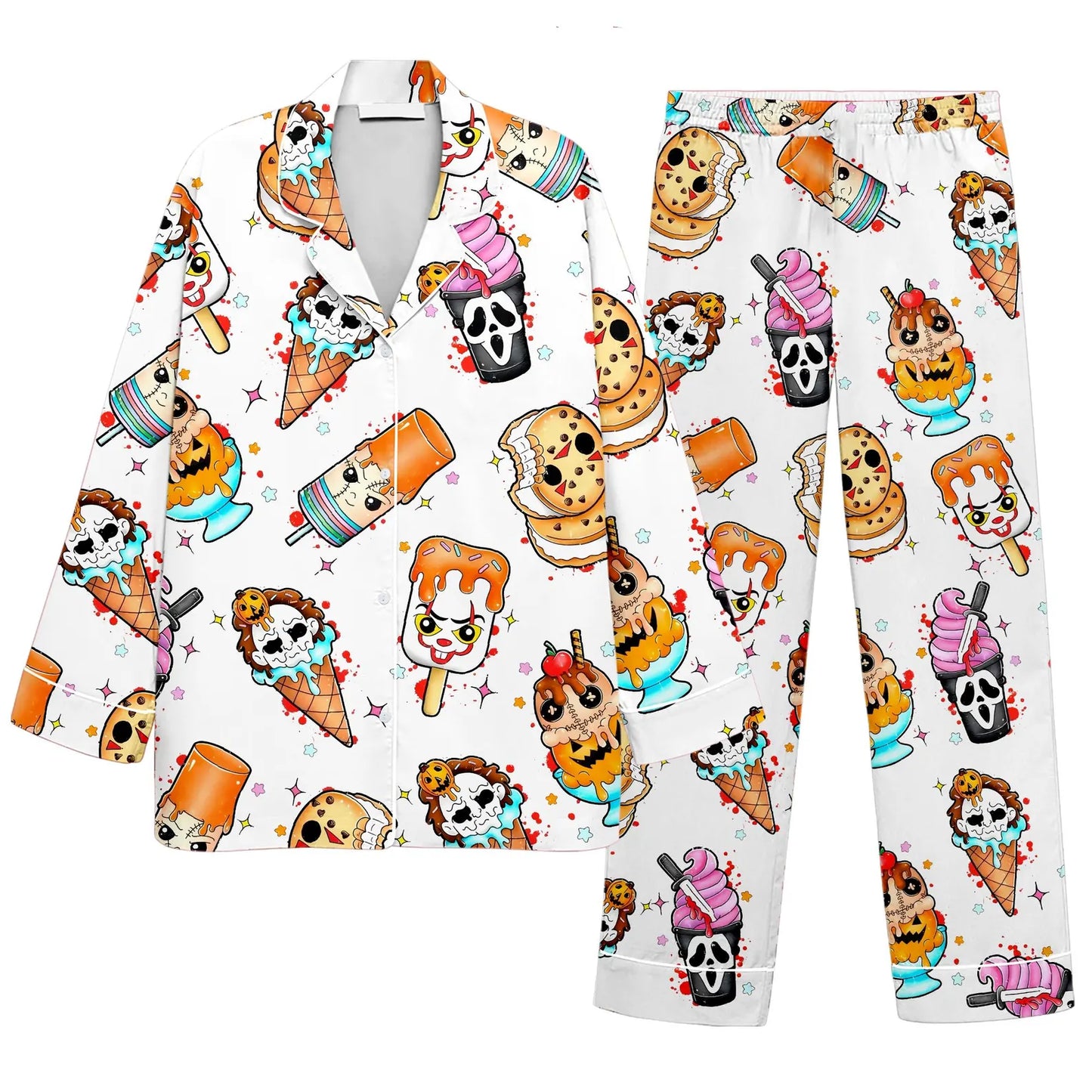 Ice Cream Ghost Halloween Pajamas Set
