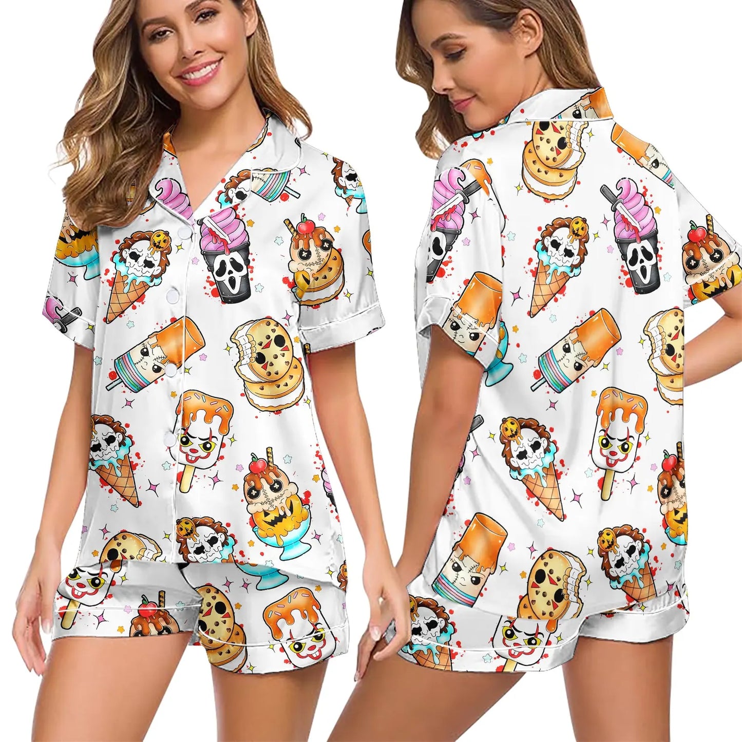 Ice Cream Ghost Halloween Pajamas Set