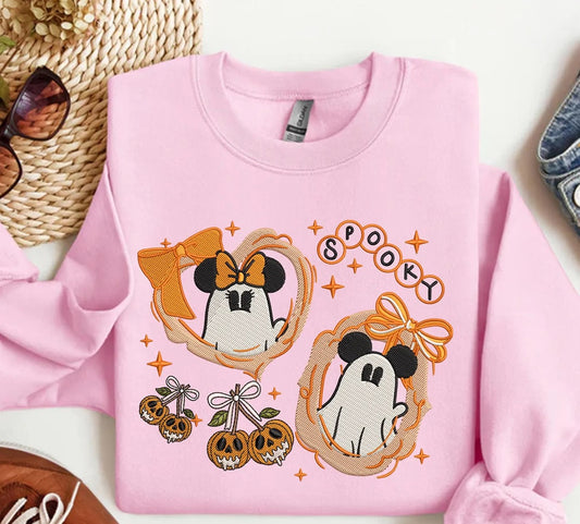 Spooky Mickey Ghost Pumpkin embroidered sweatshirt