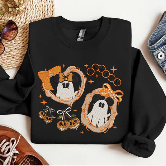 Spooky Mickey Ghost Pumpkin embroidered sweatshirt