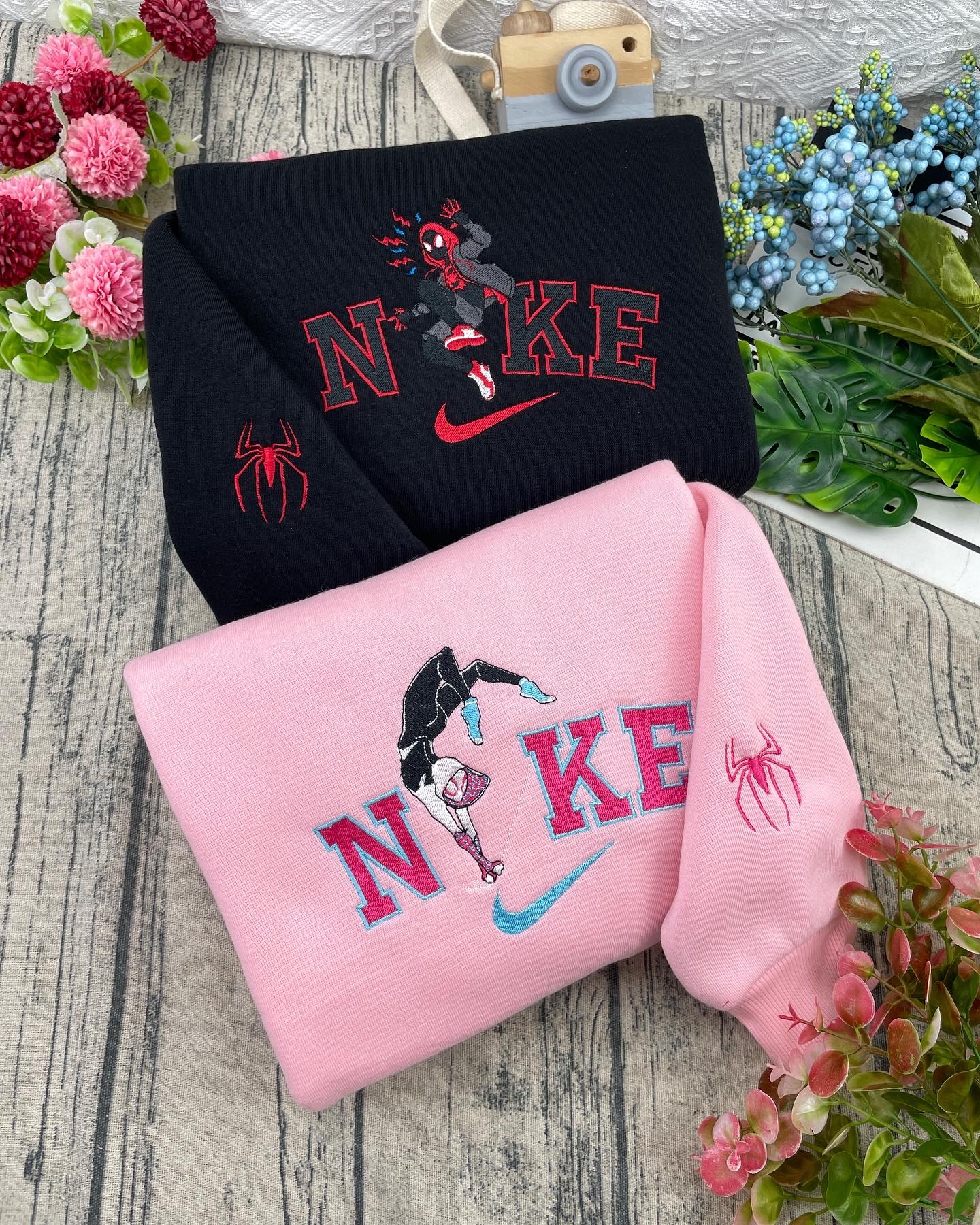 Miles & Gwen Spider Man Embroidered Sweatshirt