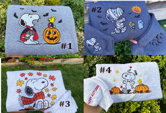 Spooky Snoopy embroidered sweatshirt