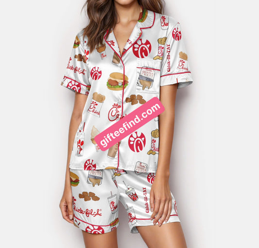 Chick-fil-A Silk Pajamas Set Fast Food Lover Gift