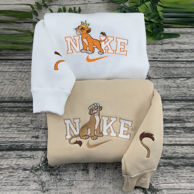 Simba And Nala Couple Embroidered Sweatshirt