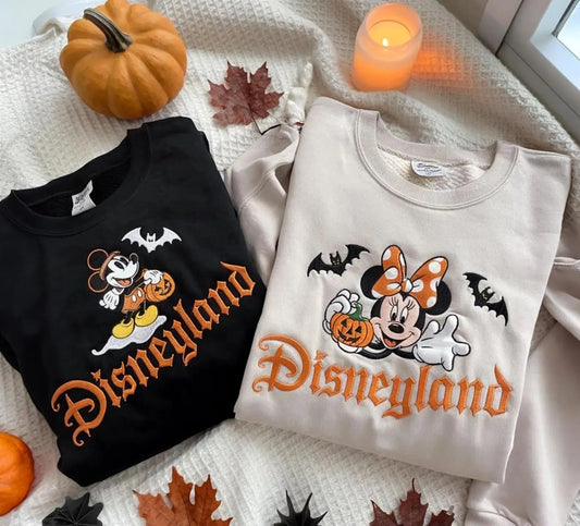 Spooky Mickey Minnie Embroidered Sweatshirt