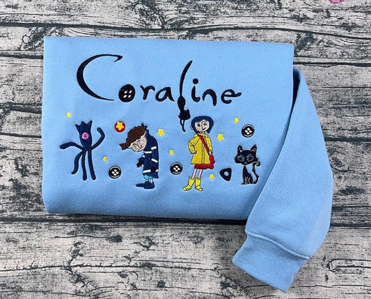 Coraline & Wybie Couple Embroidery Sweatshirt