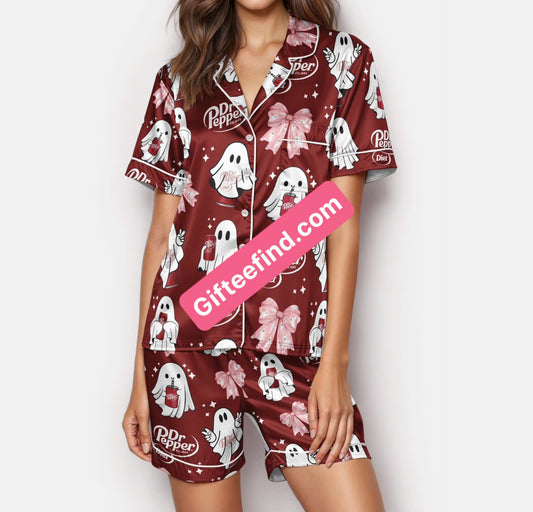 Dr Pepper Spooky Satin Pajamas for Women