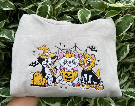 Cat Halloween embroidered sweatshirt
