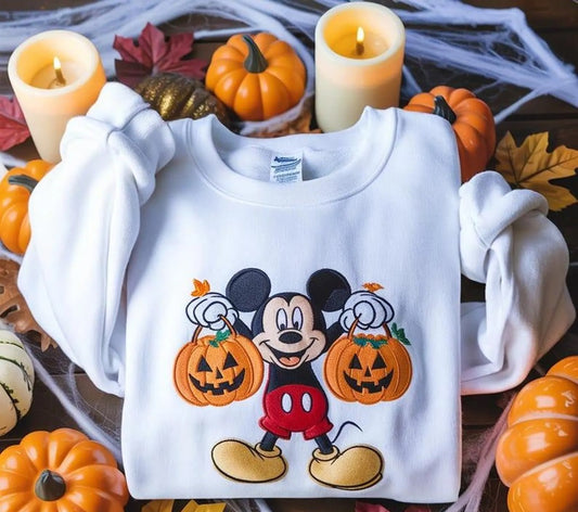 Mickey Pumpkin Halloween embroidered sweatshirt
