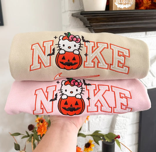 Spooky Kitty Pumpkin embroidered sweatshirt
