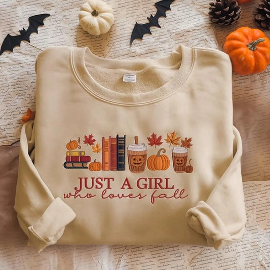 Just a Girl Who Loves Fall embroidered sweatshirt