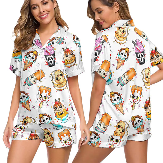 Ice Cream Ghost Halloween Pajamas Set