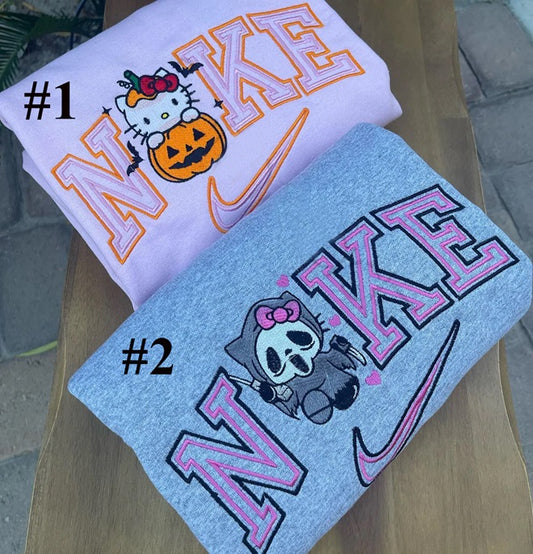 Halloween kitty embroidered sweatshirt
